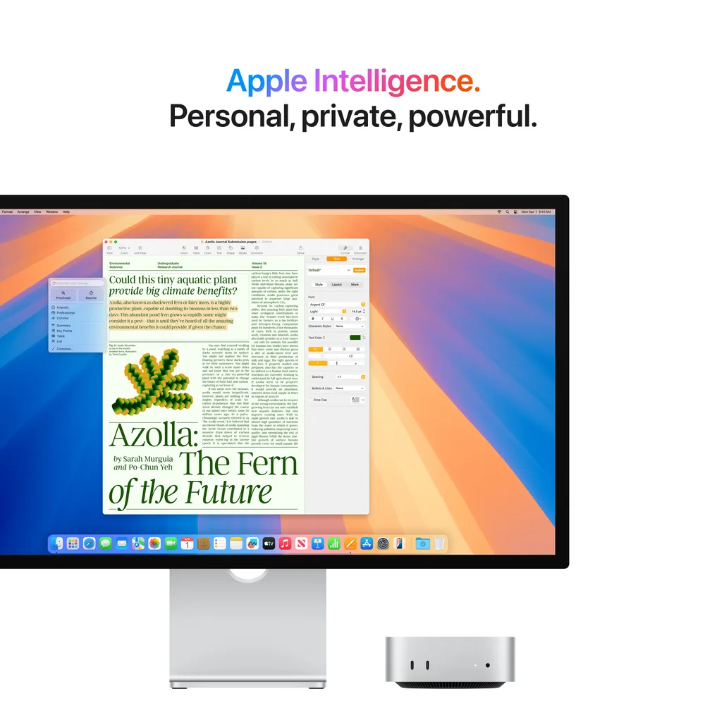 Mac mini and Studio Display side by side.