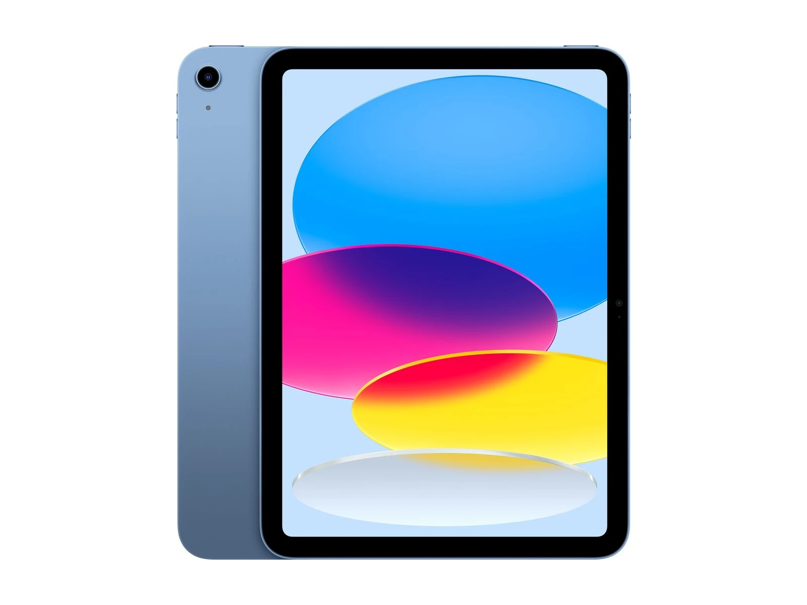 iPad in Blue, front view.
