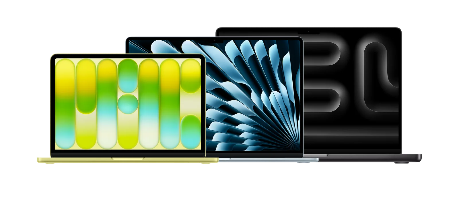 MacBook lineup: MacBook Neo, MacBook Air, and MacBook Pro shown together.